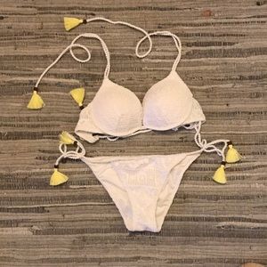 White Crochet Bikini Set - bottom small, top 32C